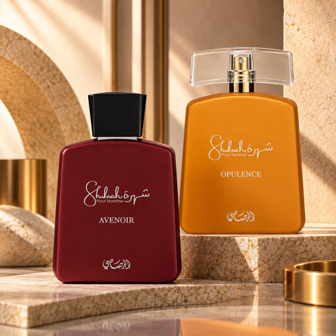 Shuhrah Avenoir & Opulence Eau de Parfum Sprays 90ml (3.0 oz) by Rasasi (Bundle)