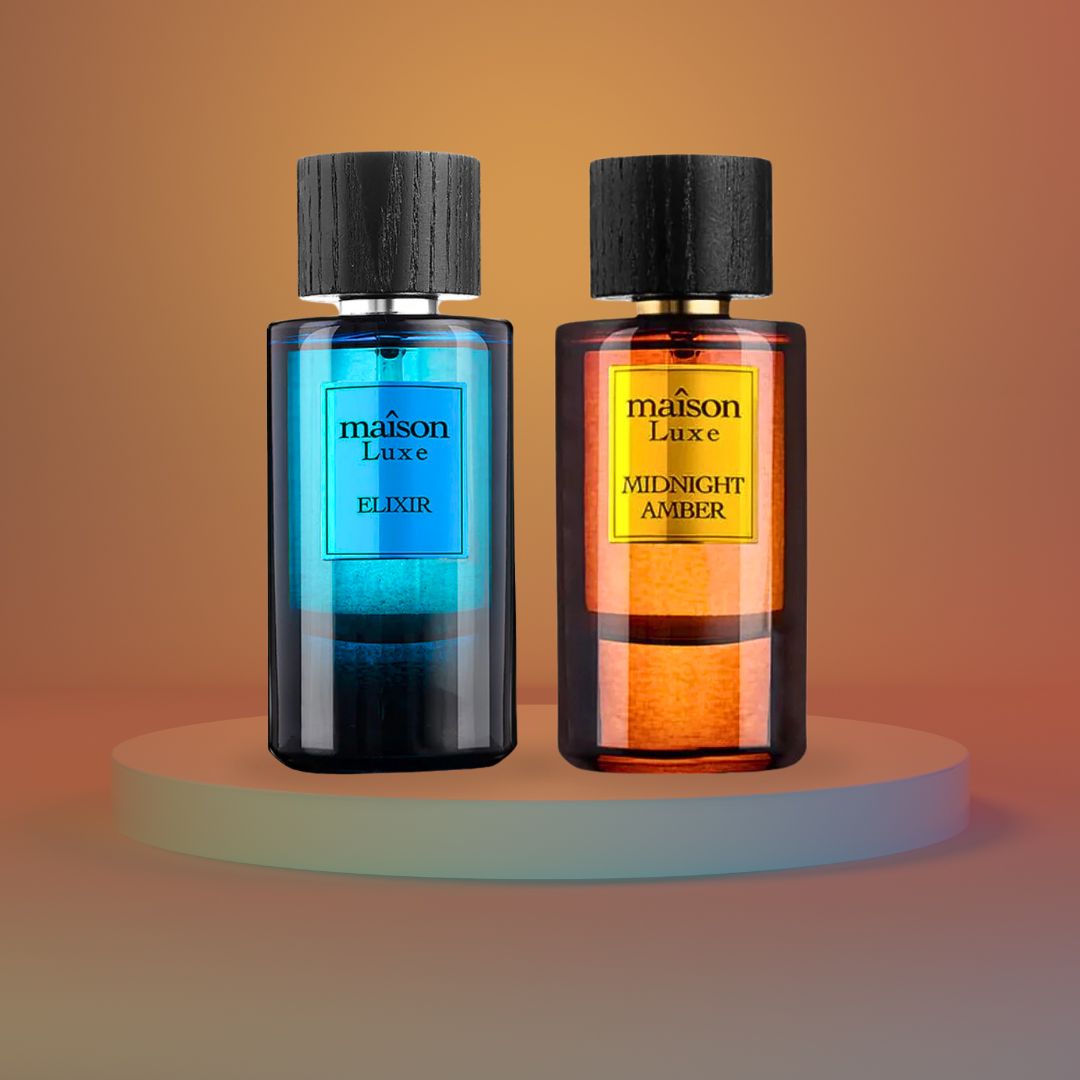 Maison Luxe Elixir & Maison Luxe Midnight Amber - EDP Sprays 110ML (3.8 OZ) By Hamidi | Long Lasting & Luxurious Scents. (LUXE BUNDLE) - Intense Oud