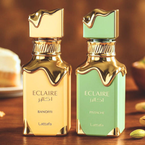 Eclaire Banoffi & Eclaire Pistache Eau de Parfum Sprays 100ml by Lattafa (Bundle) - Intense Oud