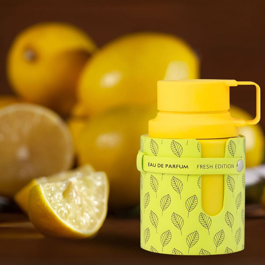 Odyssey Limoni Eau de Parfum spray by Armaf, 100ml bottle with a sleek design and lemon-inspired scent.