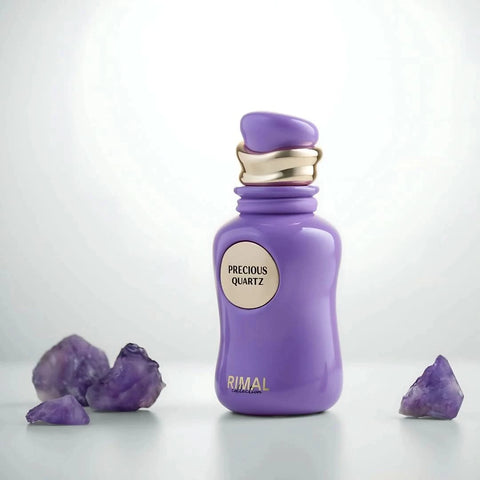 Precious Quartz Eau de Parfum spray by Rimal Collection, 100ml bottle with elegant perfume design and clear glass packaging.