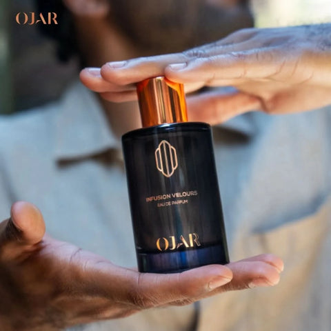 Ojar Infusion Velours Eau De Parfum spray 100ml bottle with elegant packaging and floral design on the label.