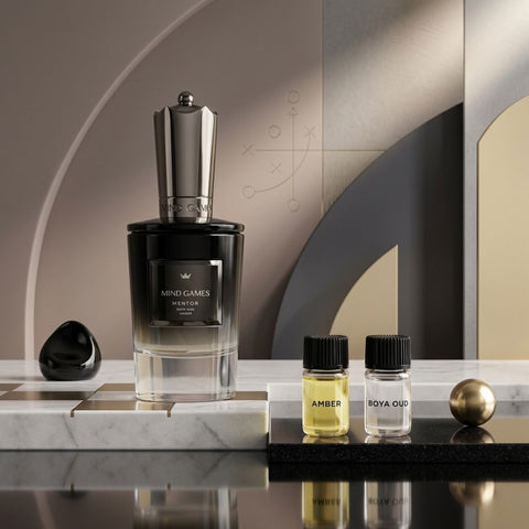 Mentor Extrait de Parfum 100ml by Mind Games, elegant EDP bottle with a sleek design, showcasing the fragrance's luxurious appeal.