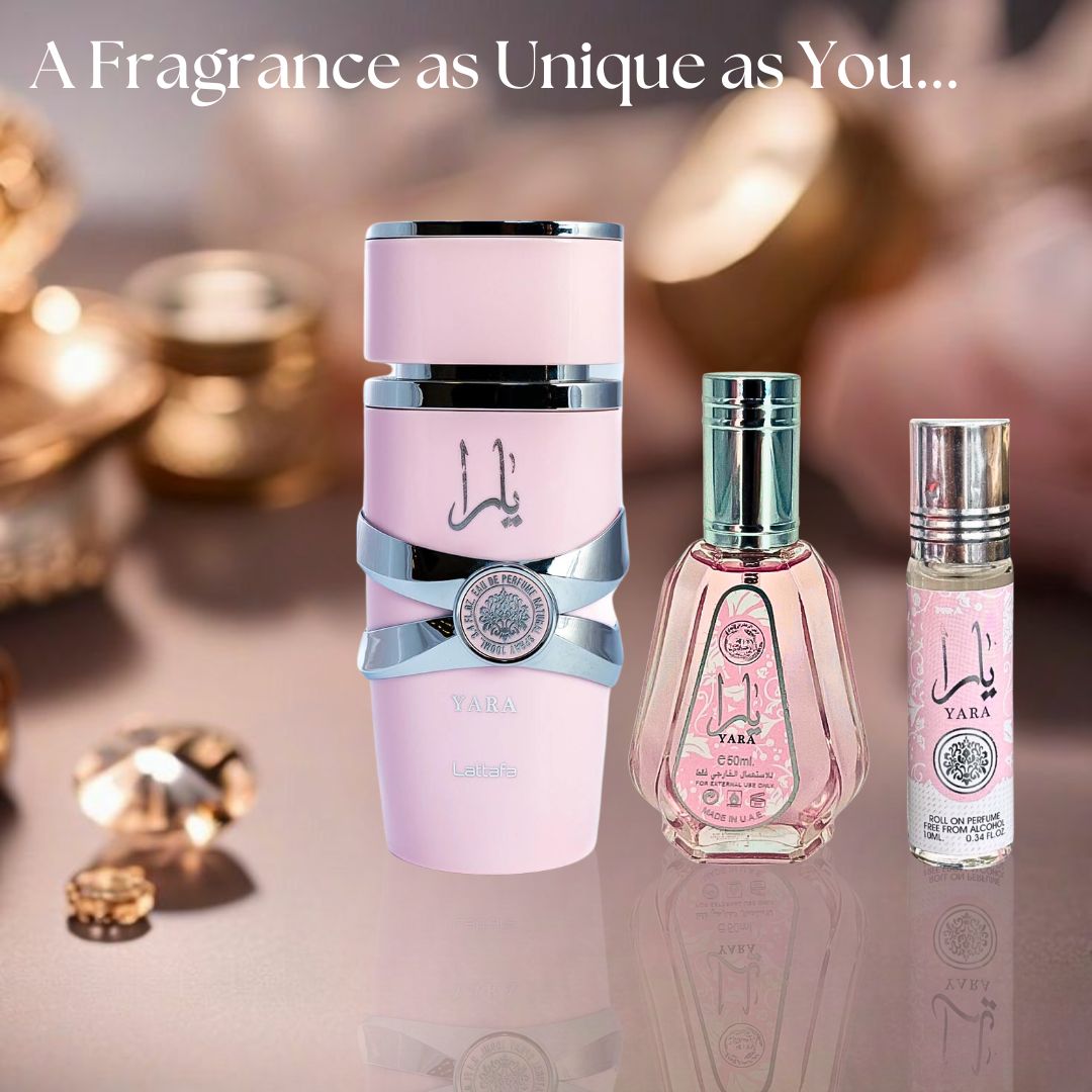 YARA Eau De Parfum Spray 100ML, EDP Spray 50ML & Roll-On Perfume Oil 10ML - For Women by Lattafa. (ELEGANT COLLECTION) - Intense Oud