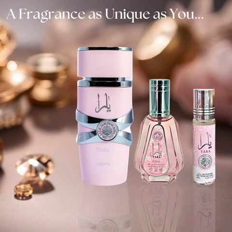 YARA Eau De Parfum Spray 100ML, EDP Spray 50ML & Roll-On Perfume Oil 10ML - For Women by Lattafa. (ELEGANT COLLECTION) - Intense Oud