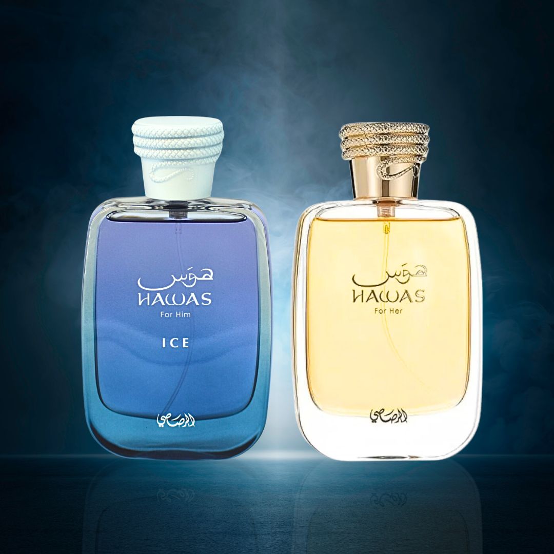 Hawas Ice For Men & Hawas For Women - EDP Sprays 100ML (3.4 OZ) By Rasasi | Long Lasting, Exquisite Scent, Luxurious Fragrances. (LUXURIOUS BUNDLE) - Intense Oud
