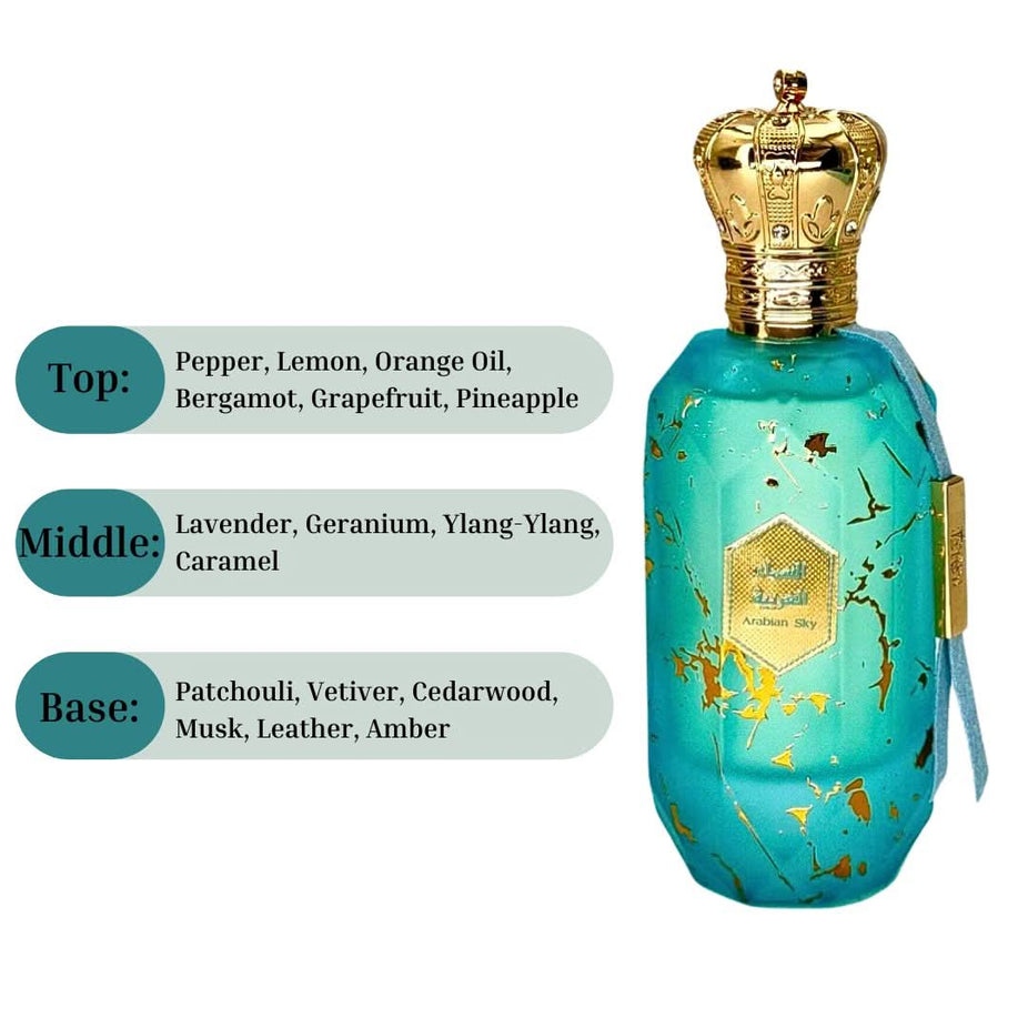 Eter Arabian Sky Eau de Parfum spray by Armaf, 100ml bottle, featuring elegant perfume packaging with the fragrance bottle visible.