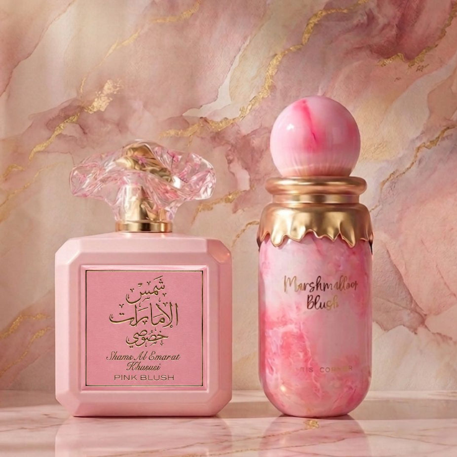 Pink Blush by Ard Al Zaafaran & Marshmallow Blush by Paris corner Eau de Parfum Sprays 100ml (3.4 oz) (Bundle)