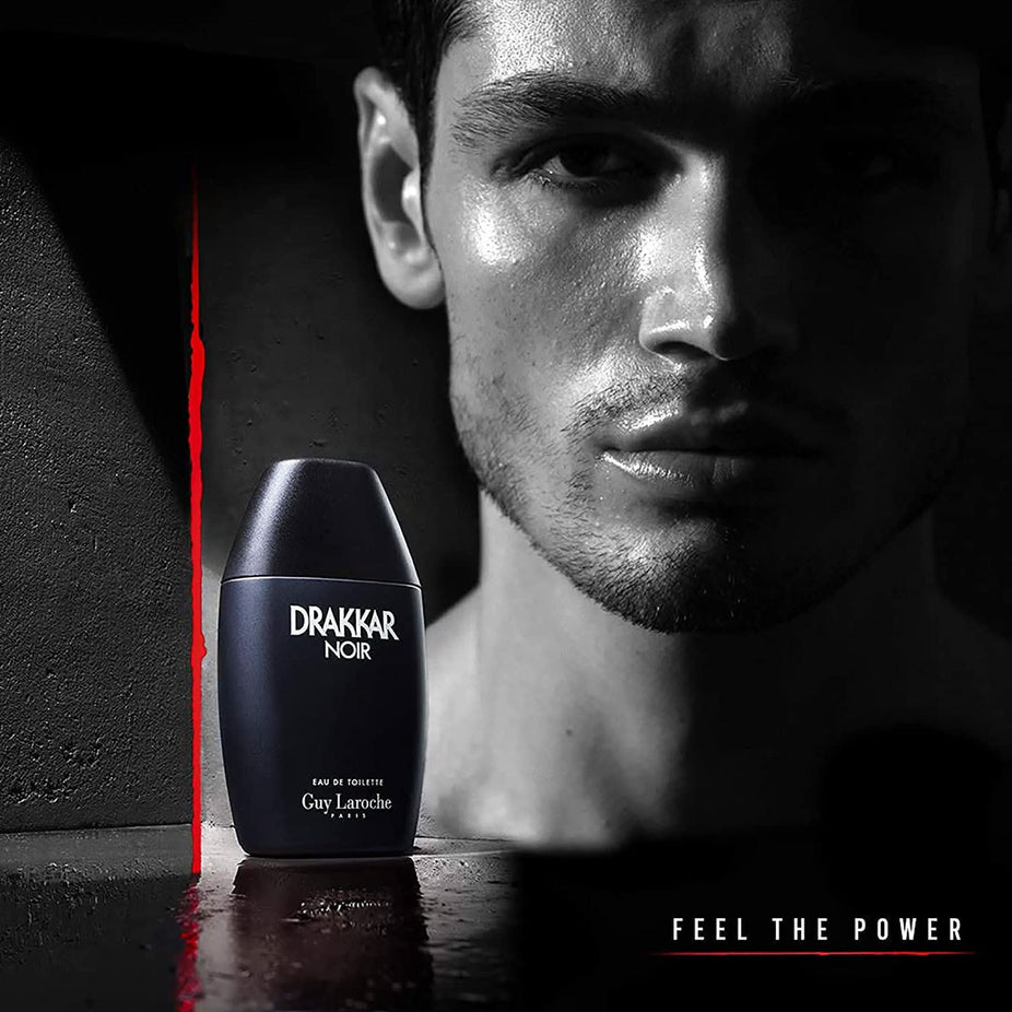 Guy Laroche Drakkar Noir men's EDT 100ml bottle, featuring classic black design and sleek packaging.