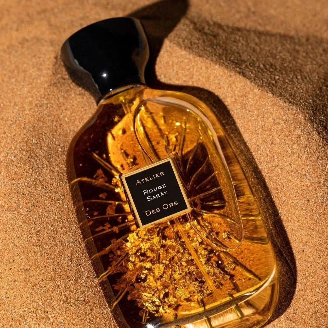 Rouge Sarây Eau de Parfum spray by Atelier Des Ores, 100ml bottle with elegant design, showcasing the luxurious fragrance.