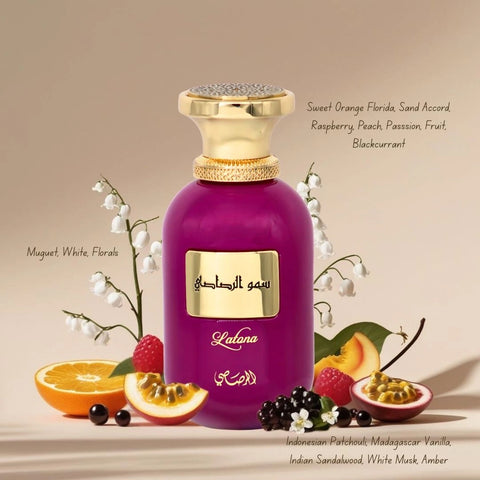 Somow Al Rasasi Latona Eau de Parfum Spray 100ml (3.4 oz) by Rasasi | Luxurious Fruity Floral Fragrance with Lasting Depth - Intense Oud