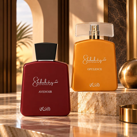 Shuhrah Avenoir & Opulence Eau de Parfum Sprays 90ml (3.0 oz) by Rasasi (Bundle)