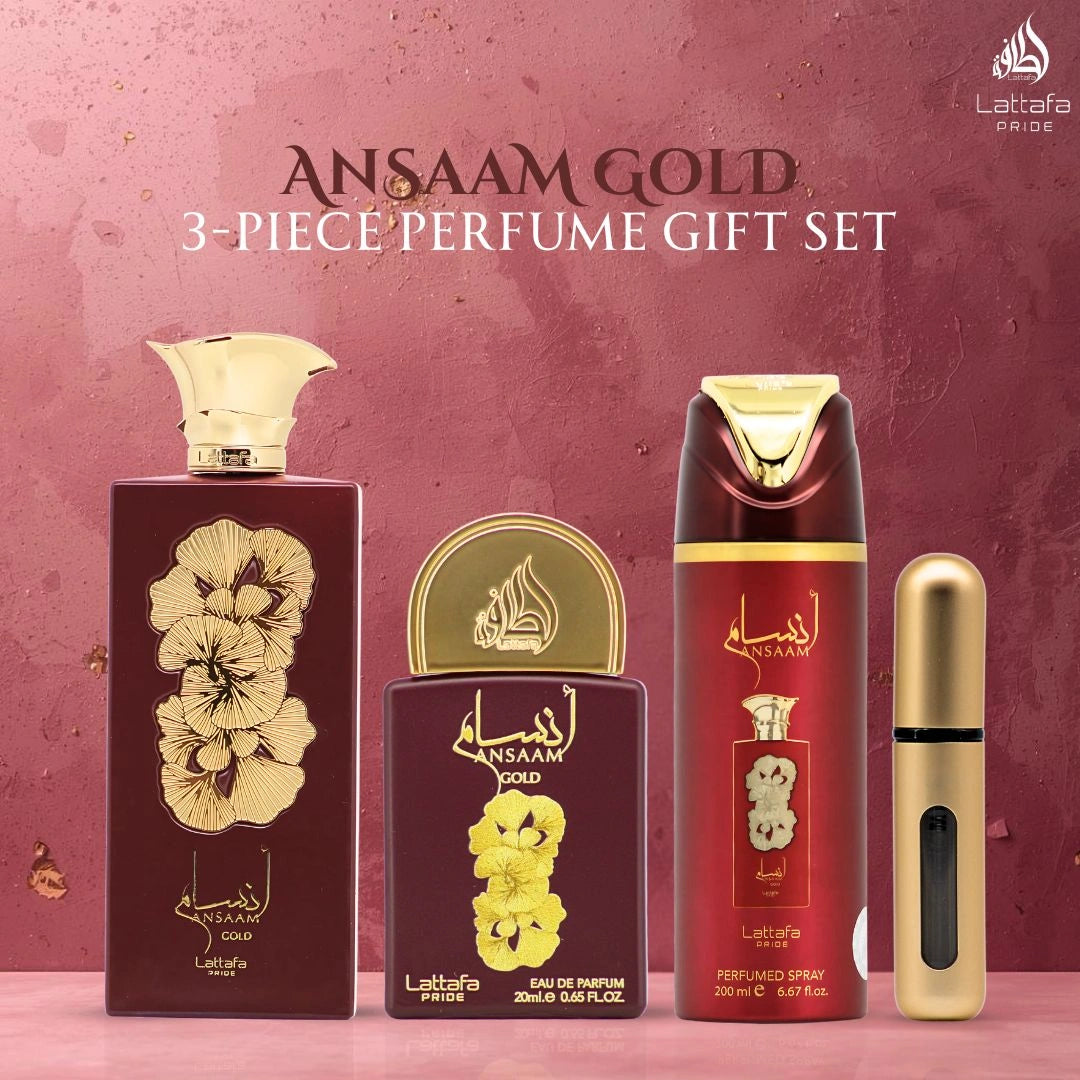 Ansaam Gold 3-Piece Perfume Gift Set by Lattafa Pride (Gift Set) - Intense Oud