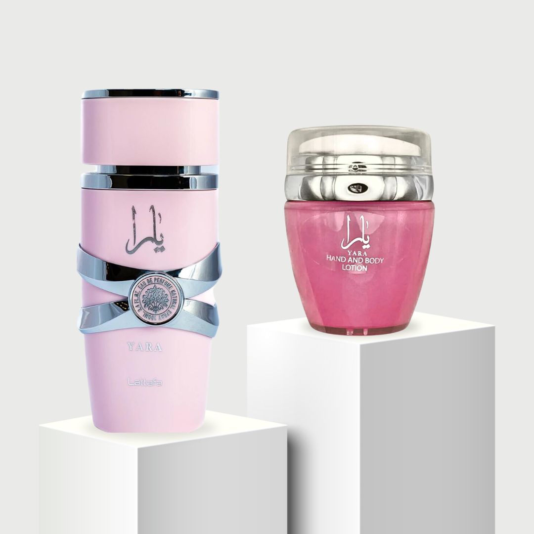 Yara For Women EDP Spray 100ML (3.4 OZ) by Lattafa  & Yara Hand & Body Lotion 45ML by Ard Al Zaafaran (SENSATIONAL BUNDLE) - Intense Oud