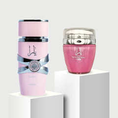 Yara For Women EDP Spray 100ML (3.4 OZ) by Lattafa  & Yara Hand & Body Lotion 45ML by Ard Al Zaafaran (SENSATIONAL BUNDLE) - Intense Oud