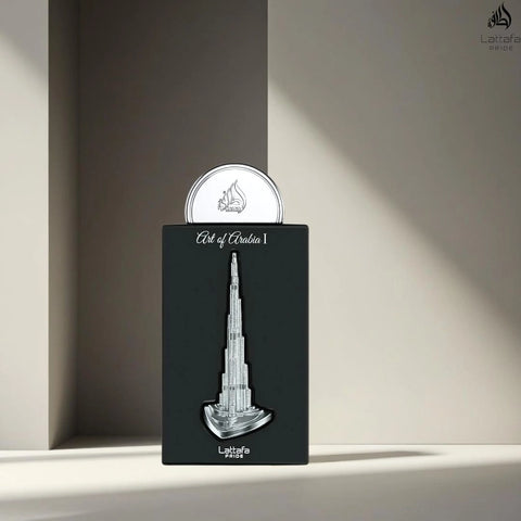 Art of Arabia I Eau de Parfum Spray 100ml (3.4 oz) by Lattafa Pride | Fresh Energy, Smoky Elegance, Timeless Edge - Intense Oud