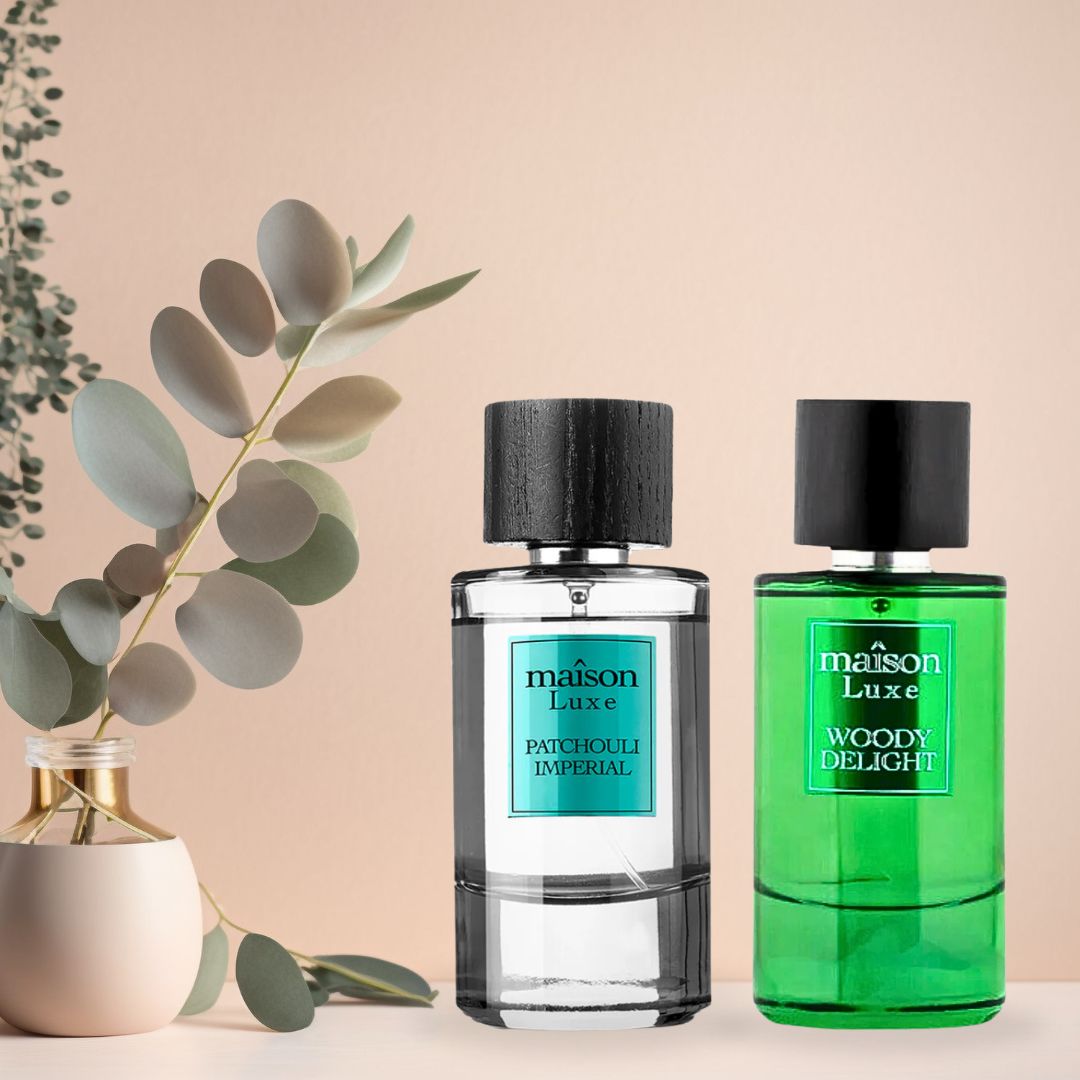Maison Luxe Patchouli Imperial & Maison Luxe Woody Delight - EDP Sprays 110ML (3.8 OZ) by Hamidi | Long Lasting Fragrances. (MYSTIC BUNDLE) - Intense Oud