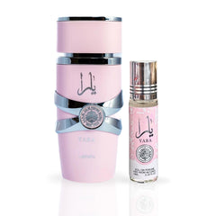 Yara For Women EDP Spray 100ML (3.4 OZ) by Lattafa & YARA Roll-On Perfume Oil CPO 10ML (0.34 OZ) By Ard Al Zaafaran. (ELEGANT BUNDLE) - Intense Oud