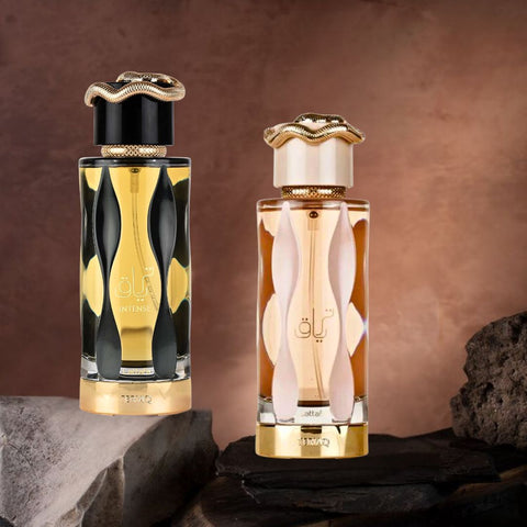 Teriaq & Teriaq Intense EDP Sprays 100ML (3.4 OZ) By Lattafa | Stand Out With These Distinct, Daring Fragrances. (BUNDLE) - Intense Oud