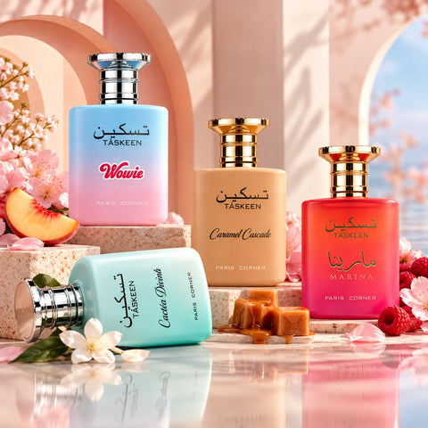 Taskeen Caramel Cascade, Marina, Wowie & Lactéa Divina Eau de Parfum Sprays 100ml (3.4 oz) by Paris Corner (Bundle)