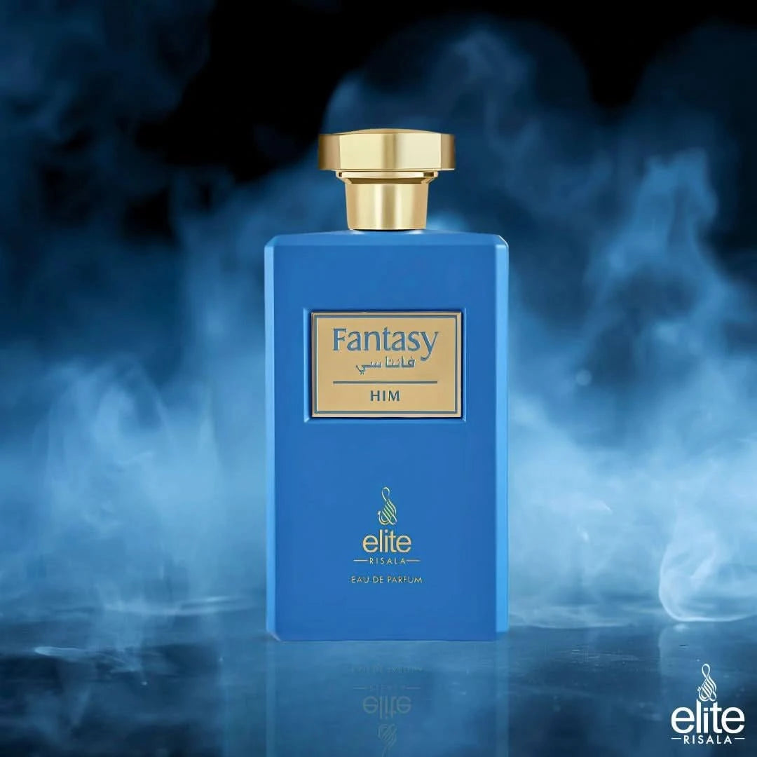 Elite Risala Fantasy For Him Eau de Parfum spray 100ml bottle with elegant packaging and sleek design.