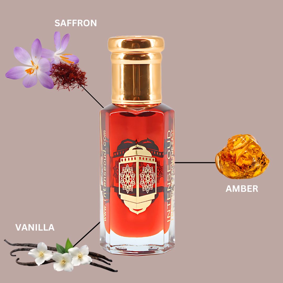 Gold Saffron Perfume Oil 12ML (0.40 OZ) With Black Gift Box By Intense Oud | Exotic Saffron, Rich Amber & Sweet Vanilla. - Intense Oud