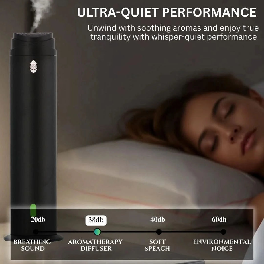 Intense Oud Black Aromatherapy Diffuser with remote, 120ml waterless diffuser, adjustable mist and timer, suitable for home, office, hotel