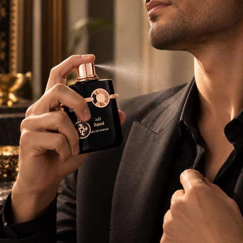 Zayed Eau de Parfum spray by AZHA, 100ml bottle, elegant design with floral and aromatic notes visible on the packaging