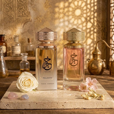 Khair Felicity & Khair Peach Delulu Eau de Parfum Spray 100ml (3.4 oz) by Paris Corner (Bundle)