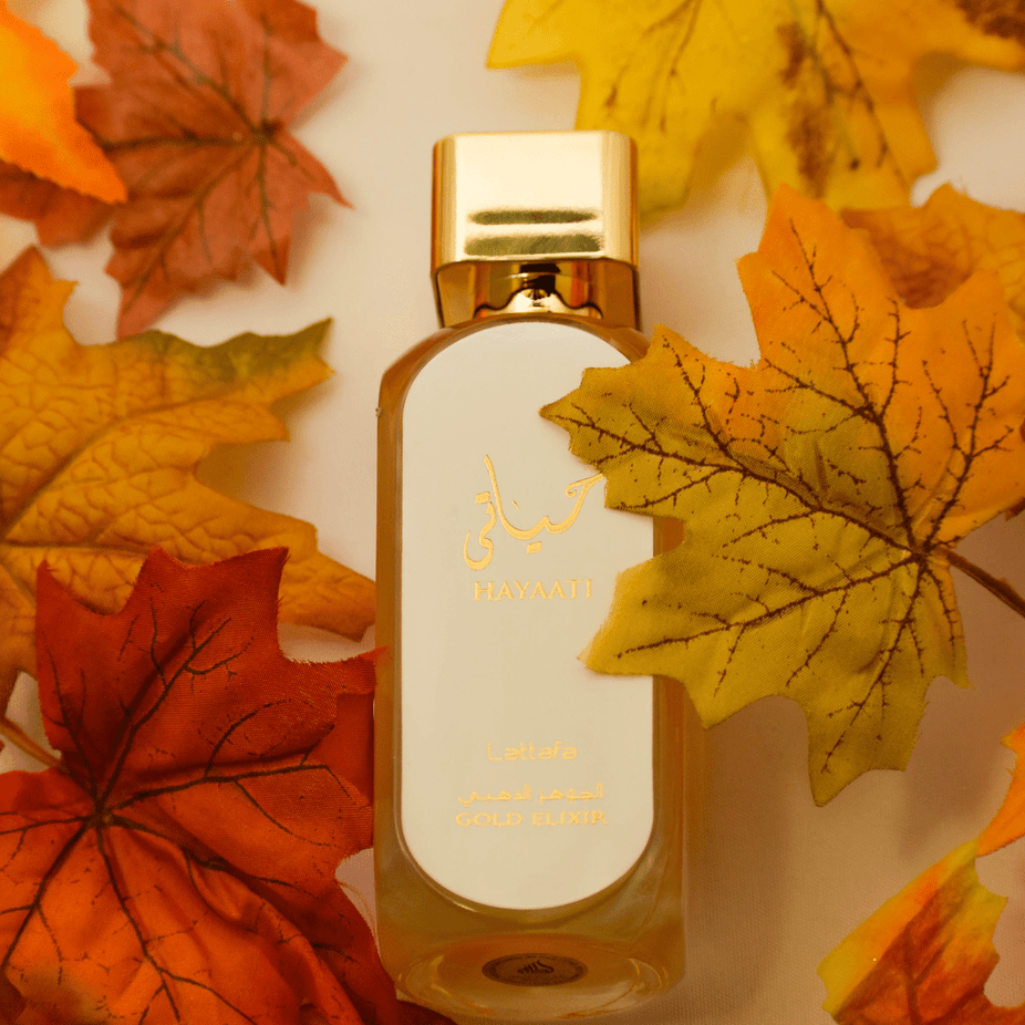 Lattafa Hayaati Gold Elixir Eau De Parfum for Women, 100ML bottle with elegant gold accents.