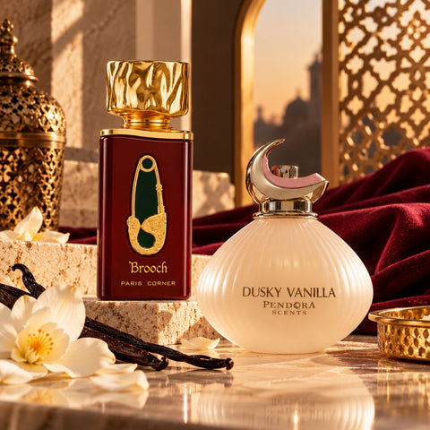 Dusky Vanilla & Brooch Eau de Parfum Spray 100ml (3.4 oz) by Paris Corner (Bundle)