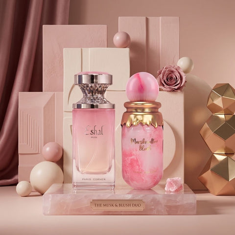 Eshal Musk & Marshmallow Blush Eau de Parfum Sprays 100ml (3.4 oz) by Paris Corner (Bundle)