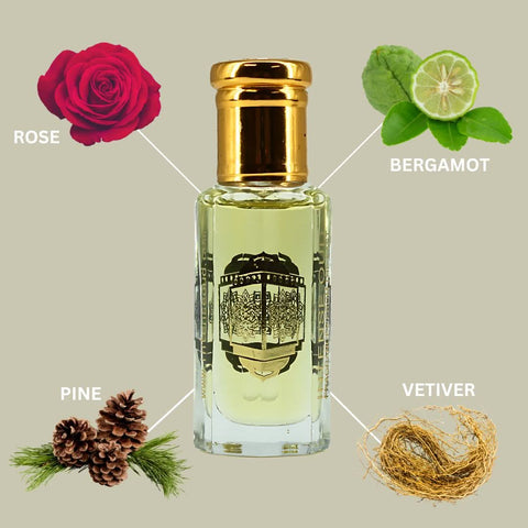 Intense Oud Warda perfume oil 12ml in a black gift box, featuring a loose oil bottle with elegant design and branding.