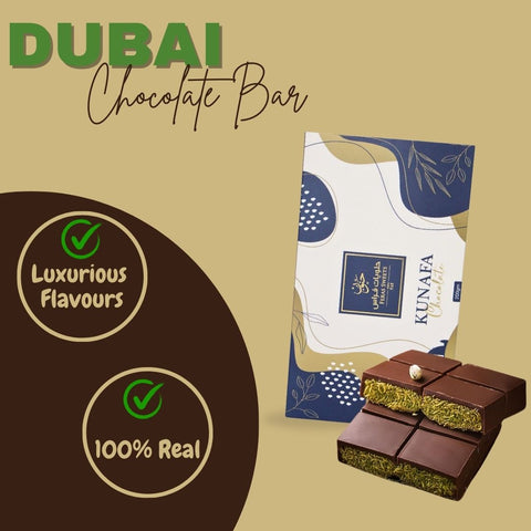 Dubai Kunafa Chocolate Bar 200GMS By Feras Sweets | Rich Chocolate, Creamy Pistachio, Crispy Kunafa, The Viral Dubai Chocolate (BOX OF 6) - Intense Oud