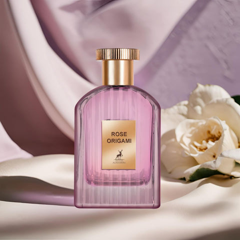 Rose Origami Eau De Parfum Spray 100ML (3.4 OZ) by Maison Alhambra | A Captivating Blend of Rose, Coffee & Sandalwood with a Touch of Spice & Warmth. - Intense Oud