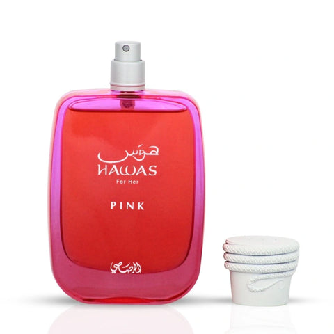 Hawas Pink Eau de Parfum Spray 100ml (3.4 oz) by Rasasi (Velvet Pouch) - Intense Oud