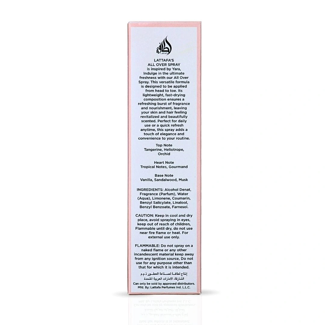 Yara All Over Spray 150ml (5.07 oz) by Lattafa | Tangerine Dawn, Tropical Heart, Vanilla Sunset - Intense Oud