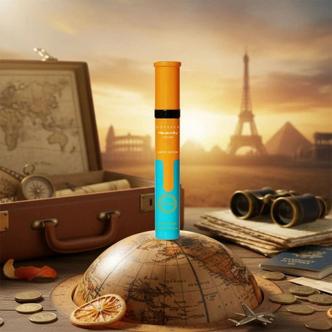 Odyssey Mandarin Sky Eau de Parfum Spray by Armaf, 10ml bottle, featuring a sleek design and vibrant mandarin scent.