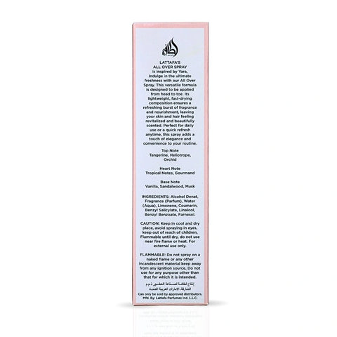 Yara All Over Spray 150ml (5.07 oz) by Lattafa | Tangerine Dawn, Tropical Heart, Vanilla Sunset - Intense Oud