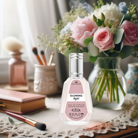 Glowing Night Eau De Parfum Spray 50ML (1.7 OZ) By Al Rehab | A Tropical Bloom Wrapped In Creamy Vanilla & Coconut, Perfect For Those Who Desire A Sweet & Exotic Floral Escape. - Intense Oud
