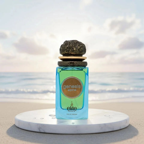 Elite Risala Genesis Alpha Eau de Parfum spray 100ml bottle with sleek design and elegant packaging.