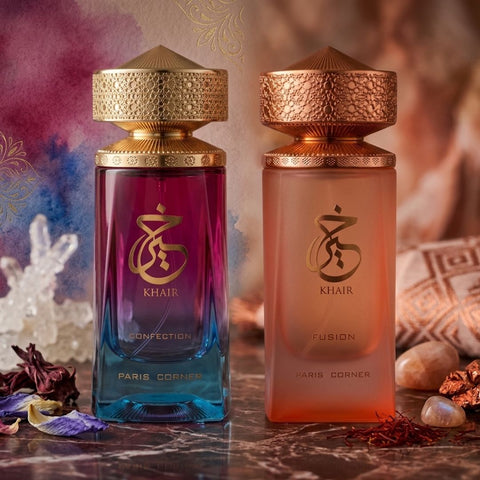Khair Confection & Khair Fusion Eau de Parfum Sprays 100ml (3.4 oz) by Paris Corner (Bundle)