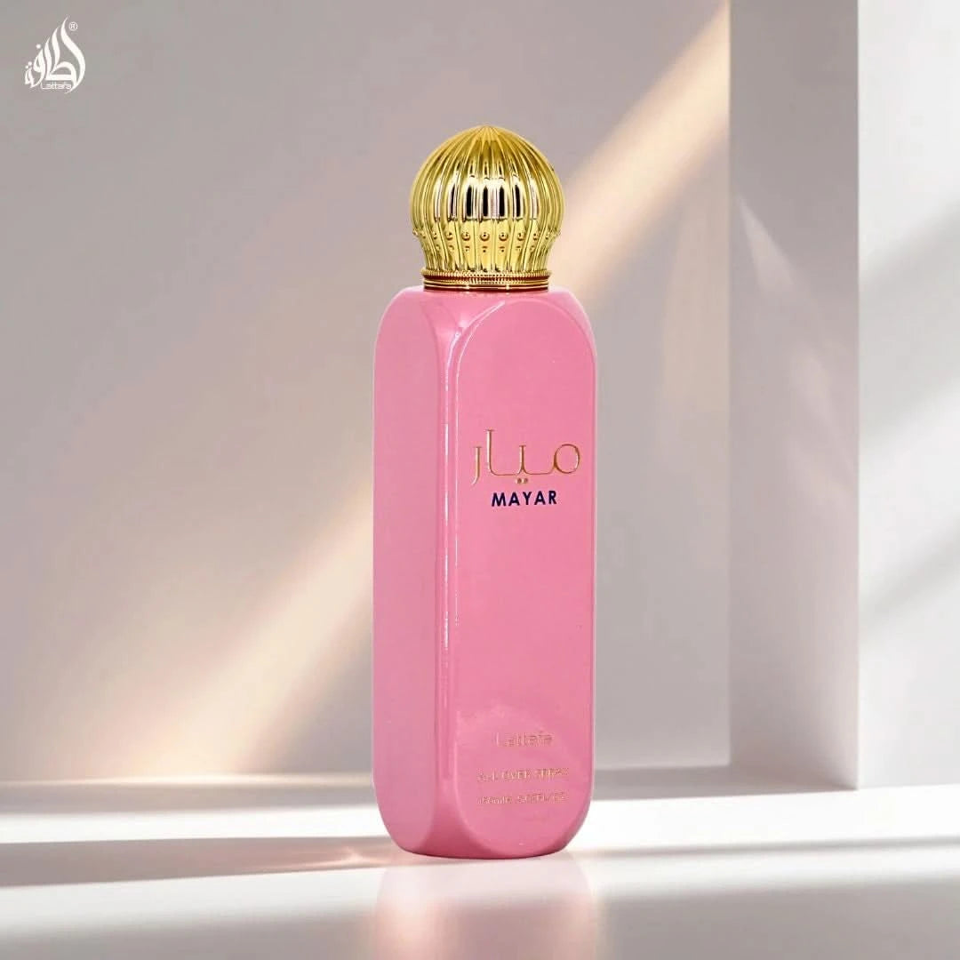 Lattafa Mayar & Mayar Natural Intense All Over Sprays bundle, 150ml each, featuring sleek bottles with elegant labels.
