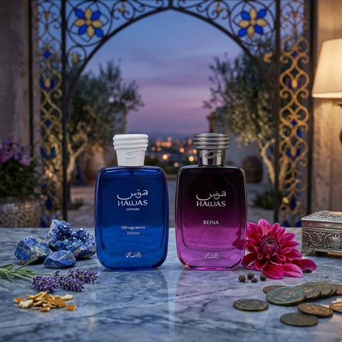 Hawas Reina & Sapphire Eau de Parfum Sprays 100ml (3.4 oz) by Rasasi (Bundle)