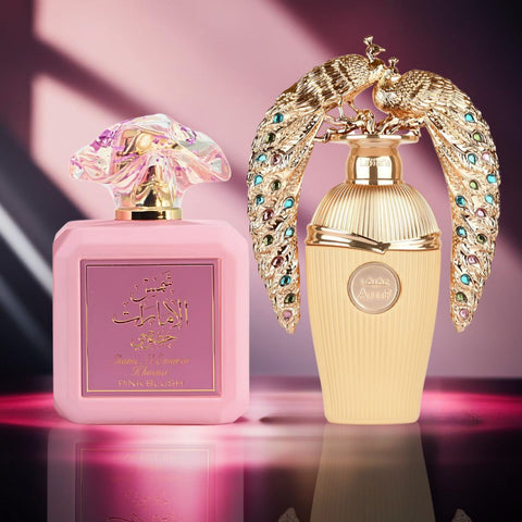 Pink Blush by Ard Al Zaafaran & Afeef by Lattafa - Eau De Parfum Sprays 100ML (3.4 OZ) | A Luscious Duo of Fruity Elegance and Spicy Warmth. (Bundle) - Intense Oud