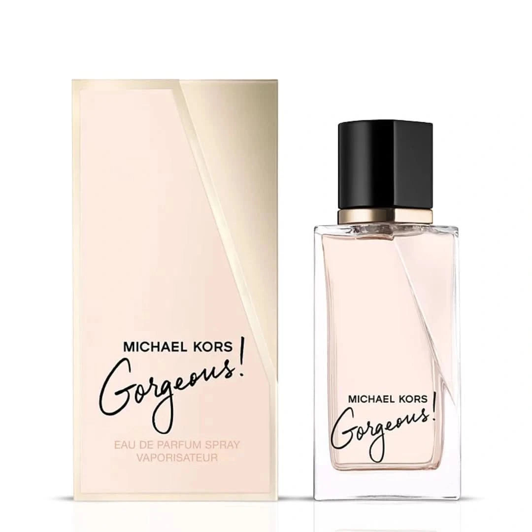 Michael Kors Gorgeous Eau De Parfum spray bottle, 50ml (1.7 oz), elegant packaging of MICHAEL KORS fragrance.