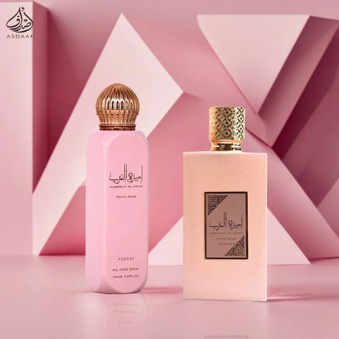 Ameerat Al Arab Prive Rose Eau de Parfum Spray 100ml (3.4 oz) & All Over Spray 150ml (5.07 oz) by Asdaaf | Grace In Every Note (Bundle) - Intense Oud