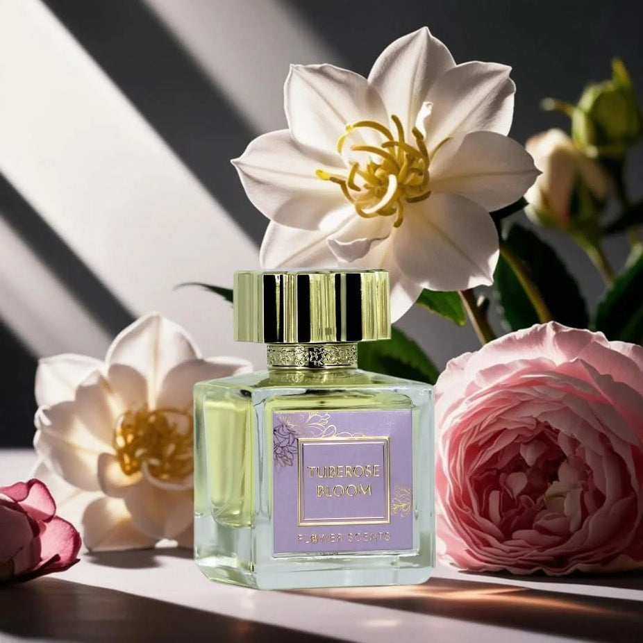 Flower Scents Tuberose Bloom Eau de Parfum spray 65ml, showcasing the elegant perfume bottle with floral design.