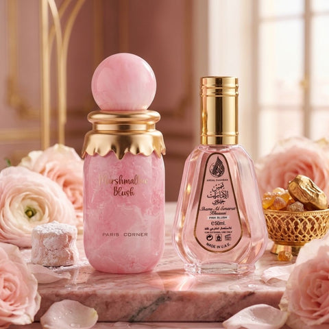 Pink Blush by Ard Al Zaafaran & Marshmallow Blush by Paris Corner Eau de Parfum Sprays 50ml (1.7 oz) (Bundle)
