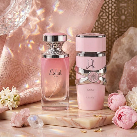 Eshal Musk by Paris Corner & Yara by Lattafa Eau de Parfum Sprays 100ml (3.4 oz) (Bundle)